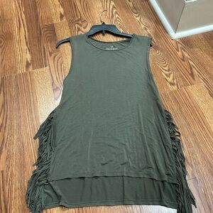Olive Fringe Tank Top